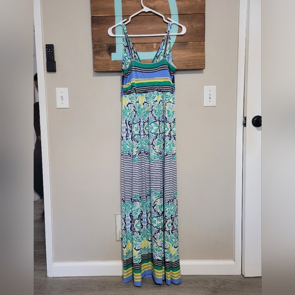 Soma Striped and Patterned Soft Jersey Ajustable Straps Maxi Dress Medium - Picture 2 of 8